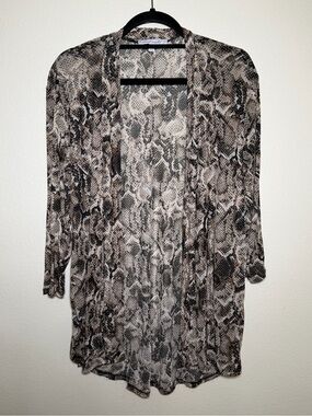 Y2K Sweet Violet Mesh Sheer Snakeskin Animal Print Half Sleeve Open Cardigan